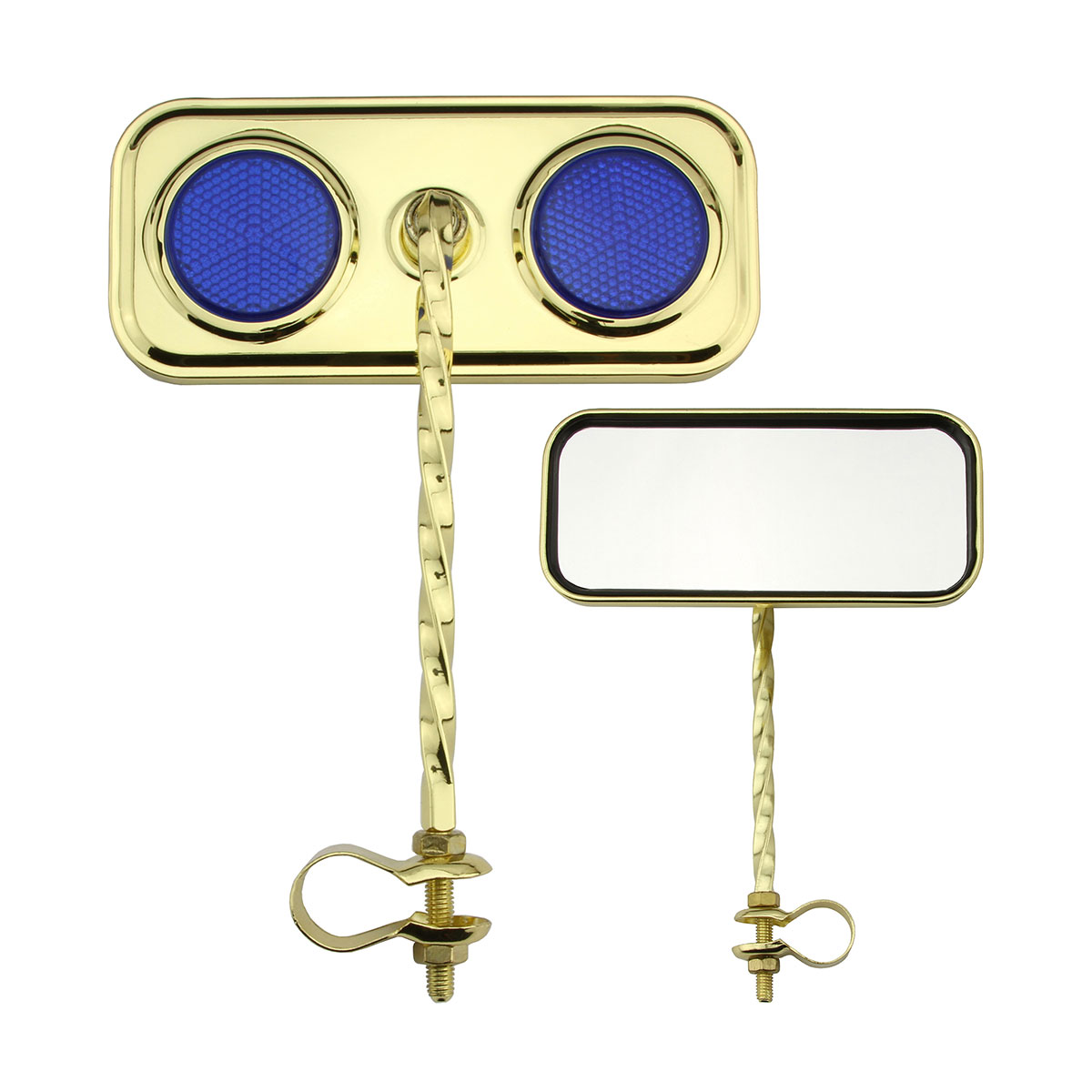 Rectangle Square Twisted Mirror Gold Blue Reflectors.